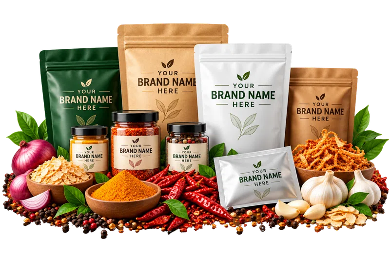 Private label packaging for spices and dehydrated ingredients